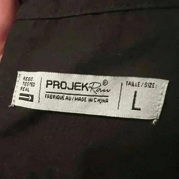 ProJek Raw Men's Sz L Zip Pocket Button Front Shirt Black With Grommets - Picture 5 of 5